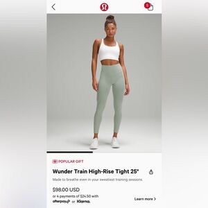 NWT Lululemon Wunder Train HR Tight 25”